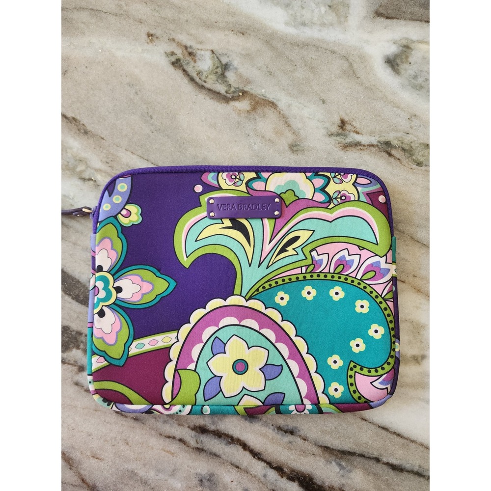 Vera Bradley Purple Teal Paisley Neoprene Tablet Sleeve Tech Case 10" x 8"